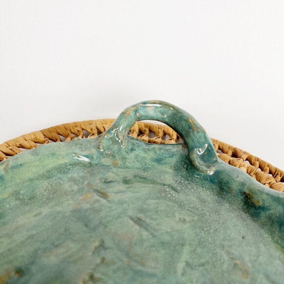 Vintage Handmade Ceramic Rustic Coastal Serving Platter Tray Flat Dish Hand Made - Picture 3 of 5